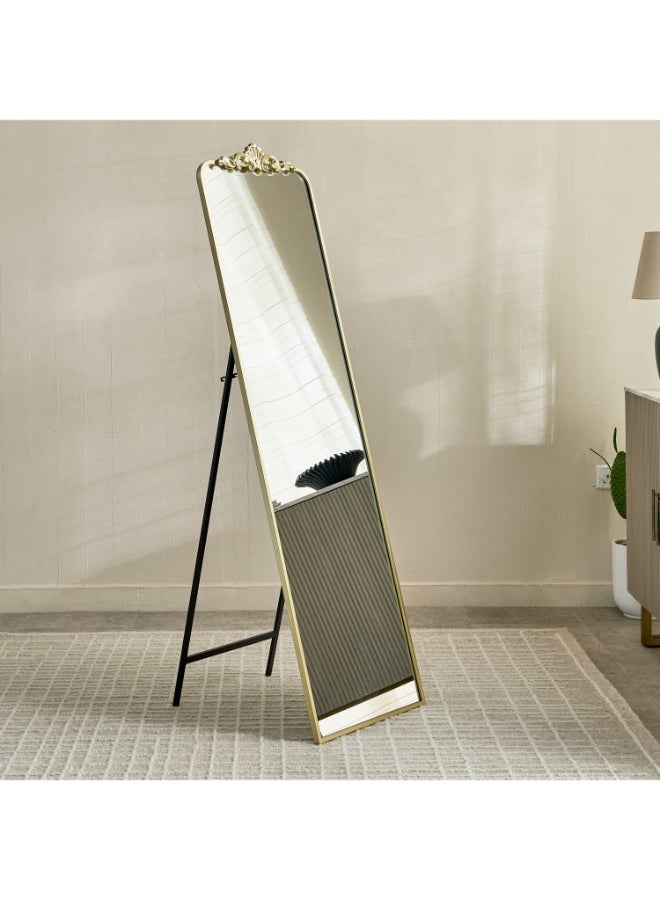 Home Box Metal Frame Floor Mirror with Resin Head - Gold - Image 1